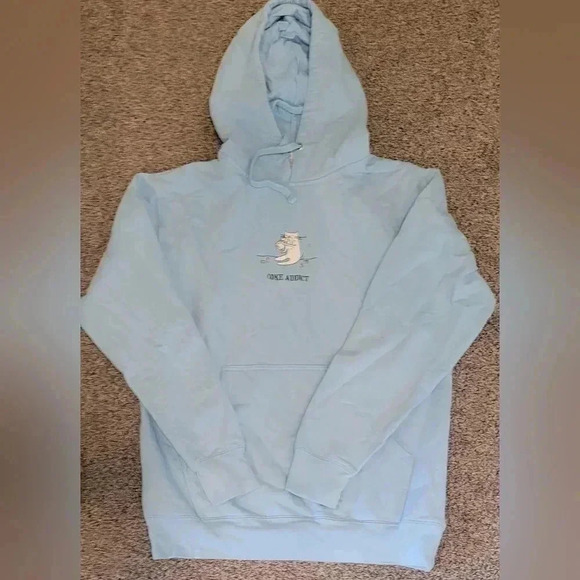 INDENDENT UNISEX MIDWEIGHT  HOODED PULLOVER Blue "Coke Addict" Med. Sweatshirt - Picture 1 of 6